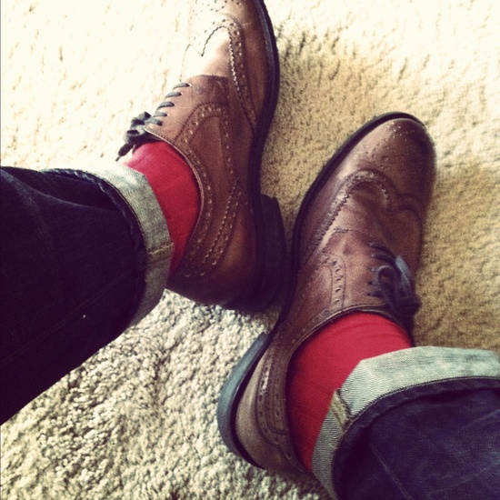 mod shoes red socks and brogues