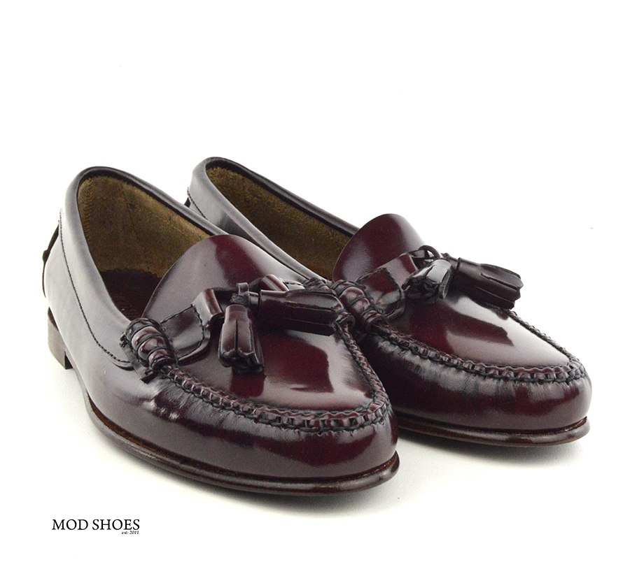 mod shoes ladies leather soled tassel loafer oxblood burgundy LaBelle ...