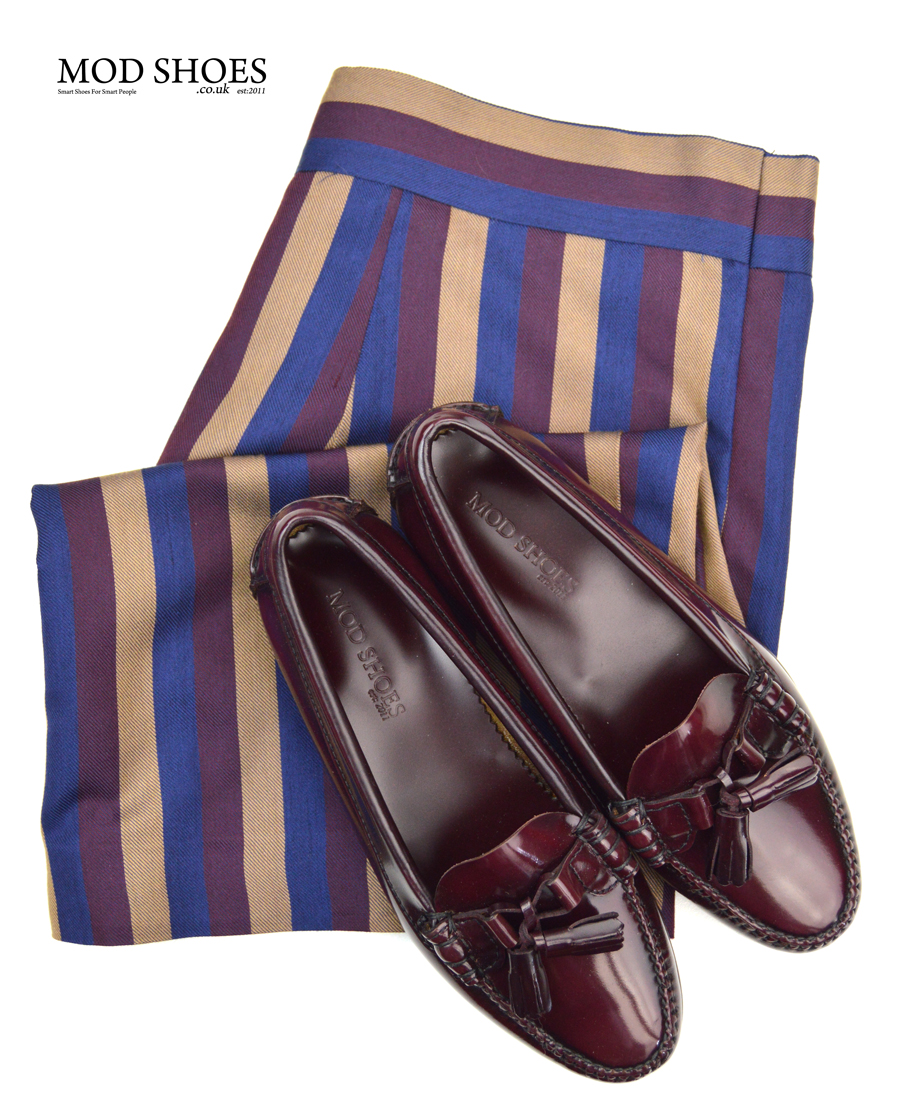 Ladies Oxblood Tassel Loafer with Leather Sole - The LaBelles - Mod Shoes