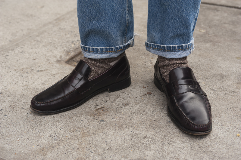 blue jeans black loafers