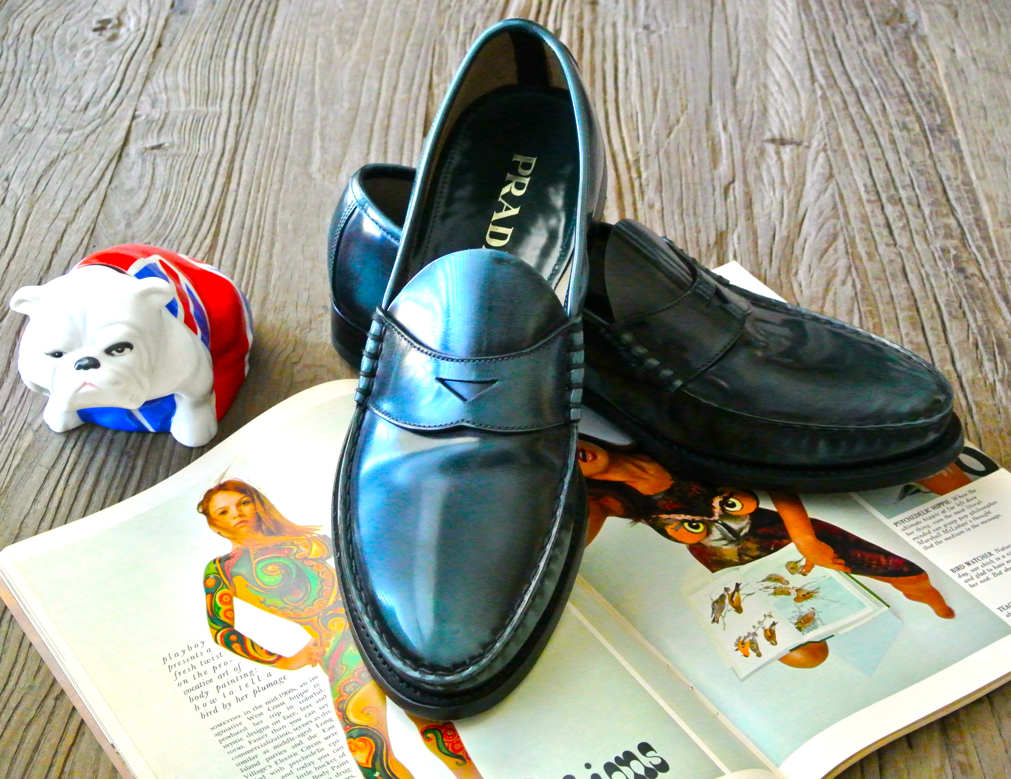 prada mens penny loafers