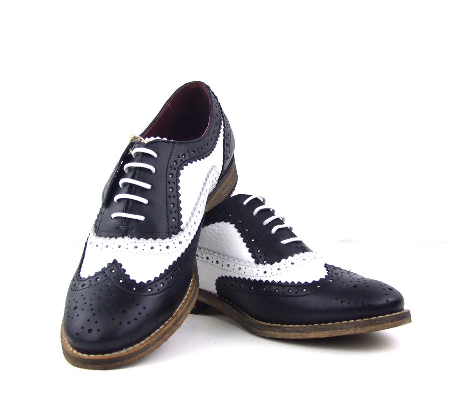 black and white brogues