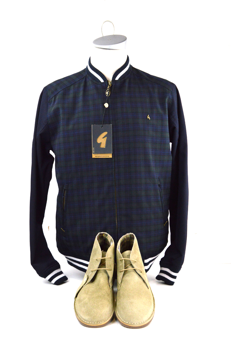 04 mod shoes desert boots with blue and green tartan jacket from gabicci