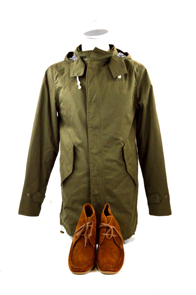 22 brown suede boots with gabicci green parka