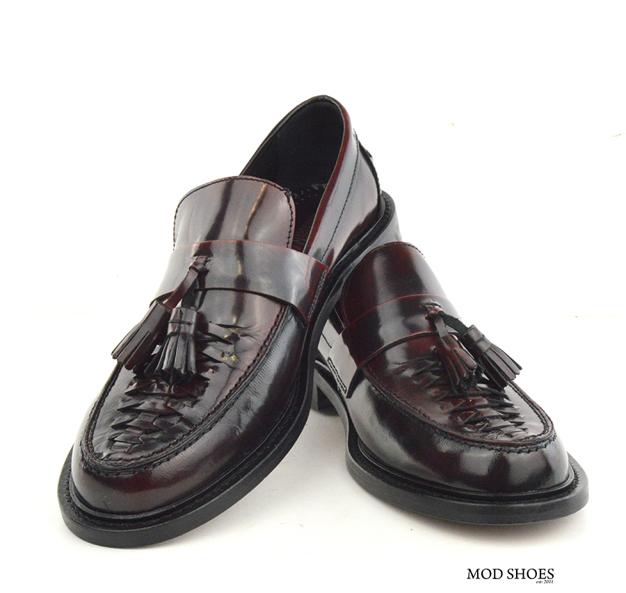 mod shoes basker weave tassel loafers pxblood burgundy allnighters 07