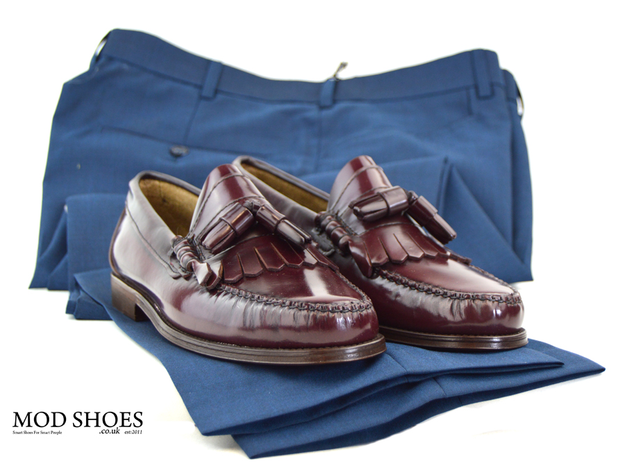 modshoes-oxblood-dukes-tassel-loafers-with-Blue-two-tone-trousers