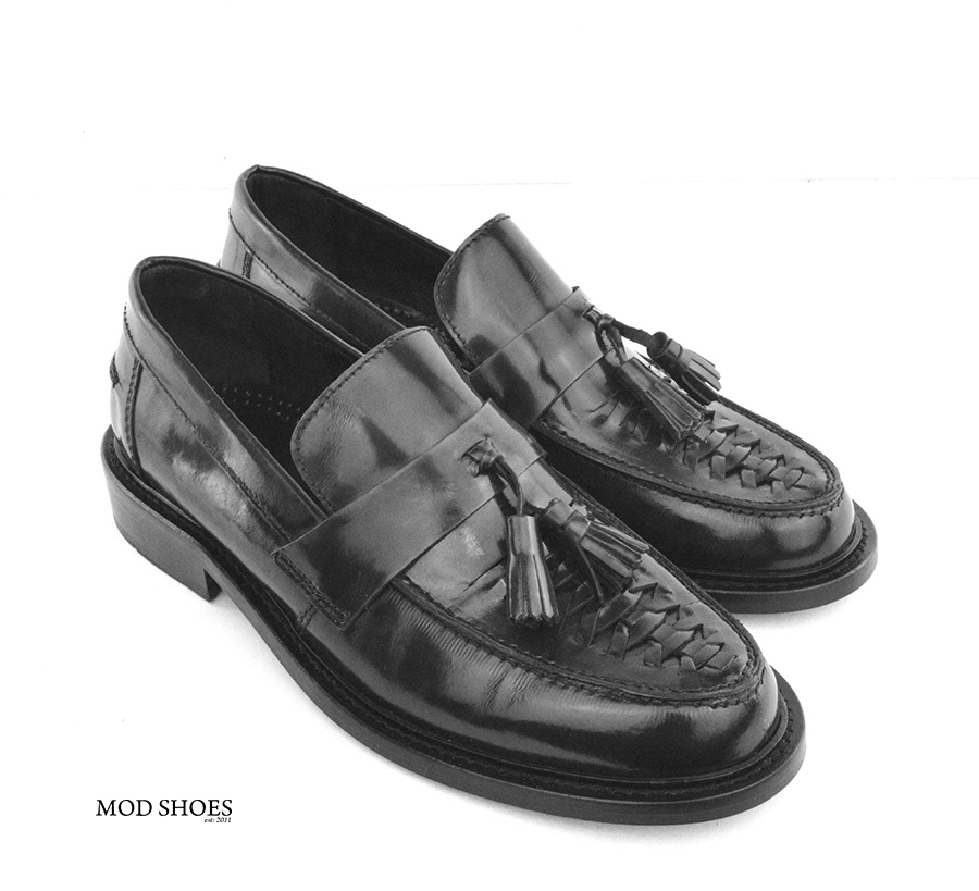 mod shoes basker weave tassel loafers black allnighters 02