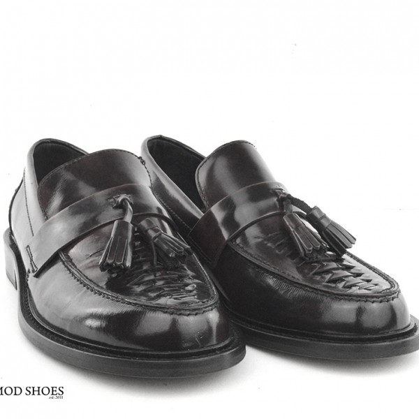Basket Weave Black Tassel Loafers The Allnighter Mod Shoes