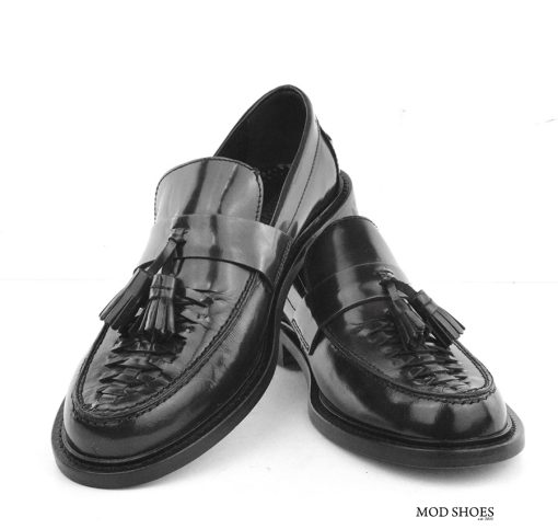 Basket Weave Black Tassel Loafers – The Allnighter – Mod Shoes