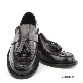 Basket Weave Black Tassel Loafers - The Allnighter