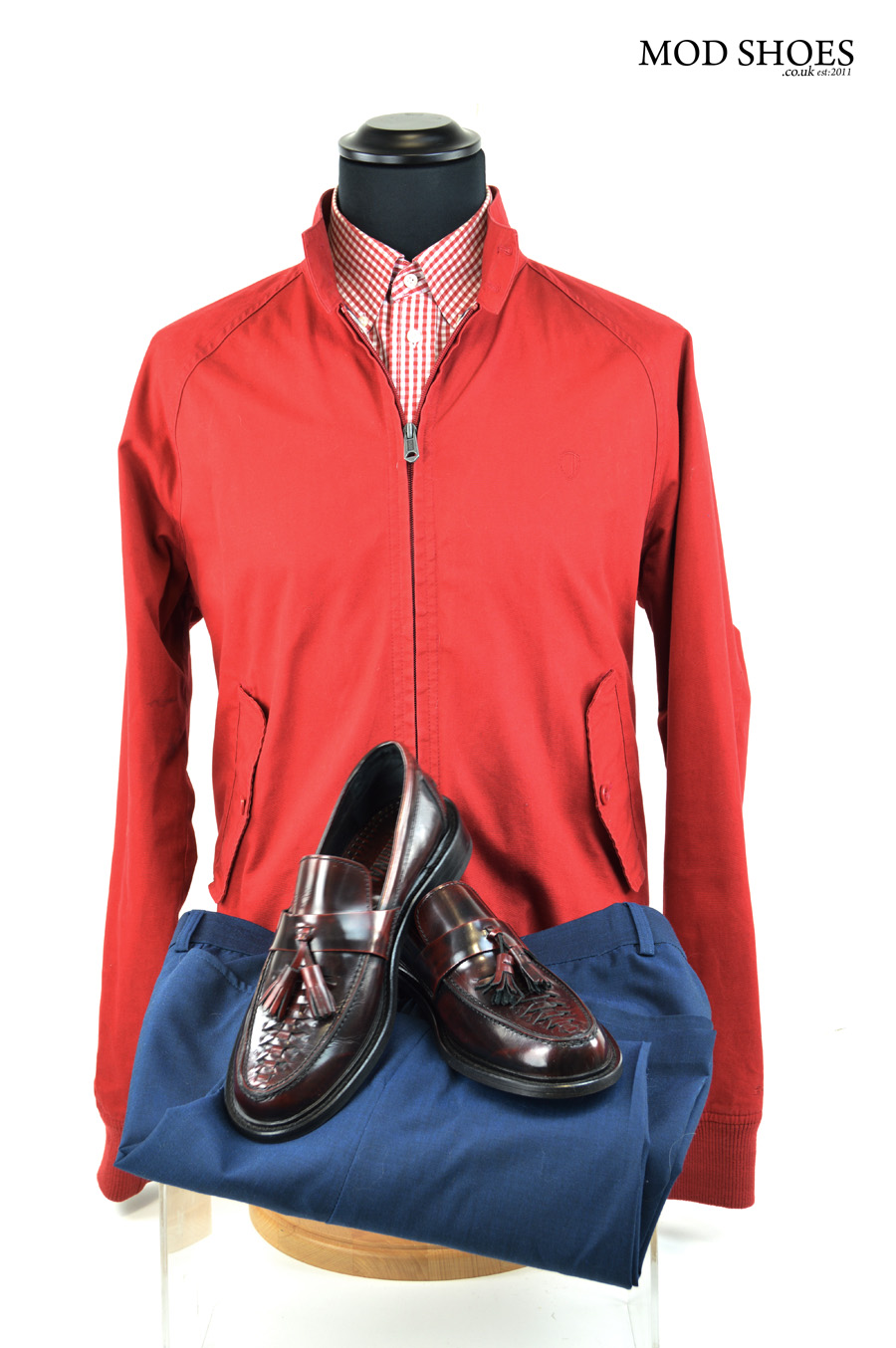 Modshoes mod ska tassel loafersm with red harrington