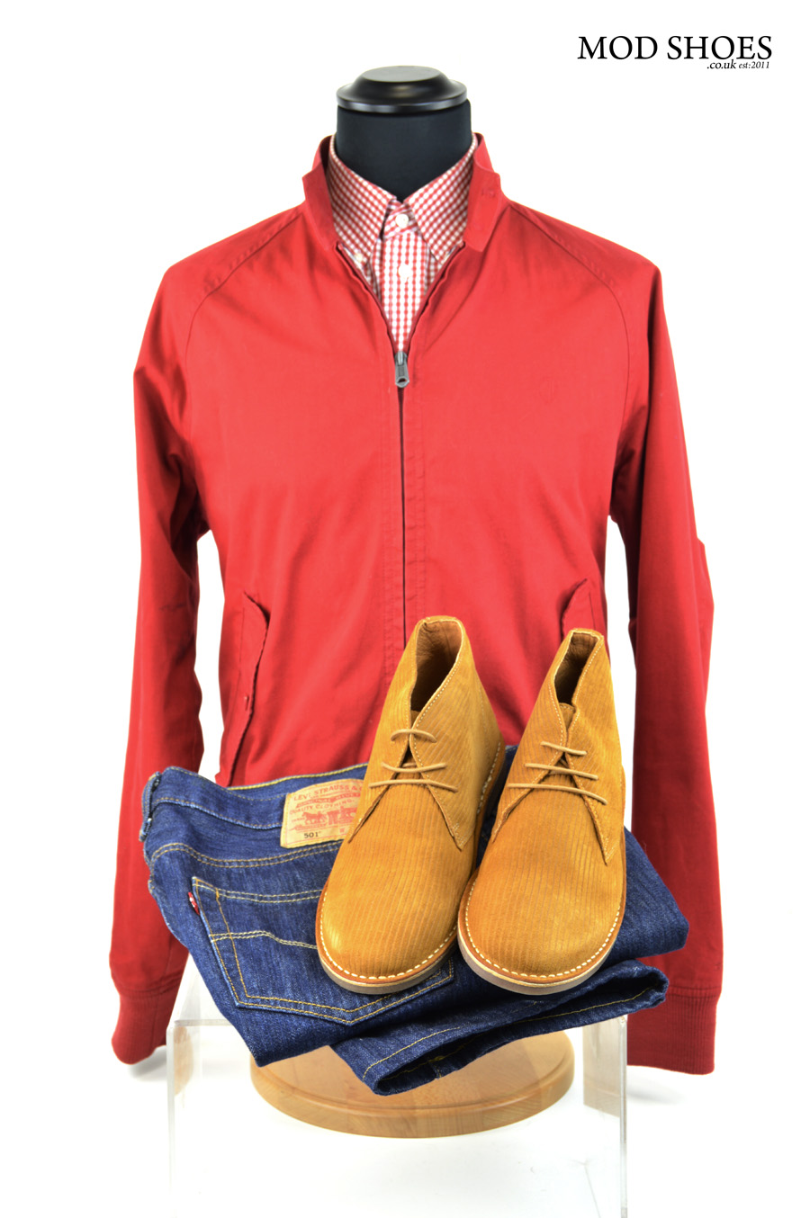 modshoes desert boots with red harrington