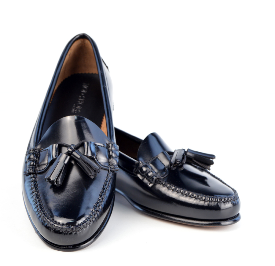 Ladies Black Tassel Loafer with Leather 
