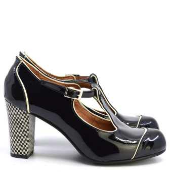 The Dusty In Black Patent - Ladies Retro T-Bar Shoe by Modshoes Image