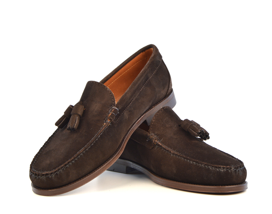 Tassel Loafers in Dark Brown Suede – The Lords – Mod Shoes
