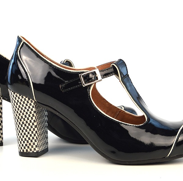 The Dusty In Black Patent Ladies Retro TBar Shoe by Modshoes Mod Shoes
