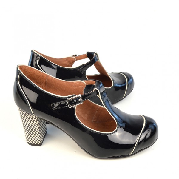 The Dusty In Black Patent Ladies Retro TBar Shoe by Modshoes Mod Shoes
