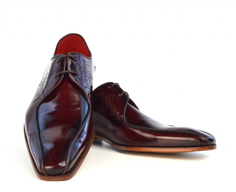 oxblood polish on brown shoes