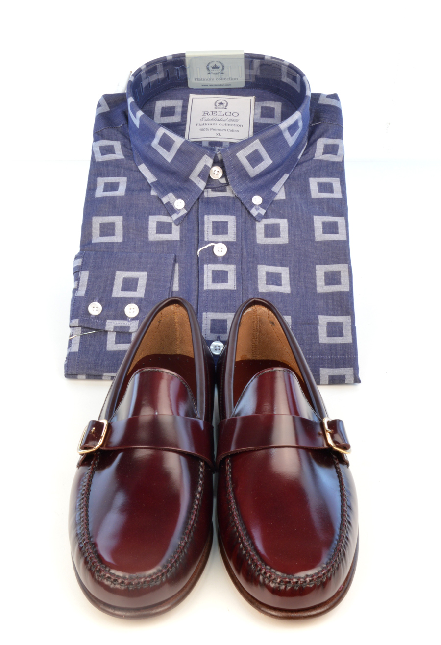 modshoes-oxblood-loafers-buckle-shoes-with-blue-shirt