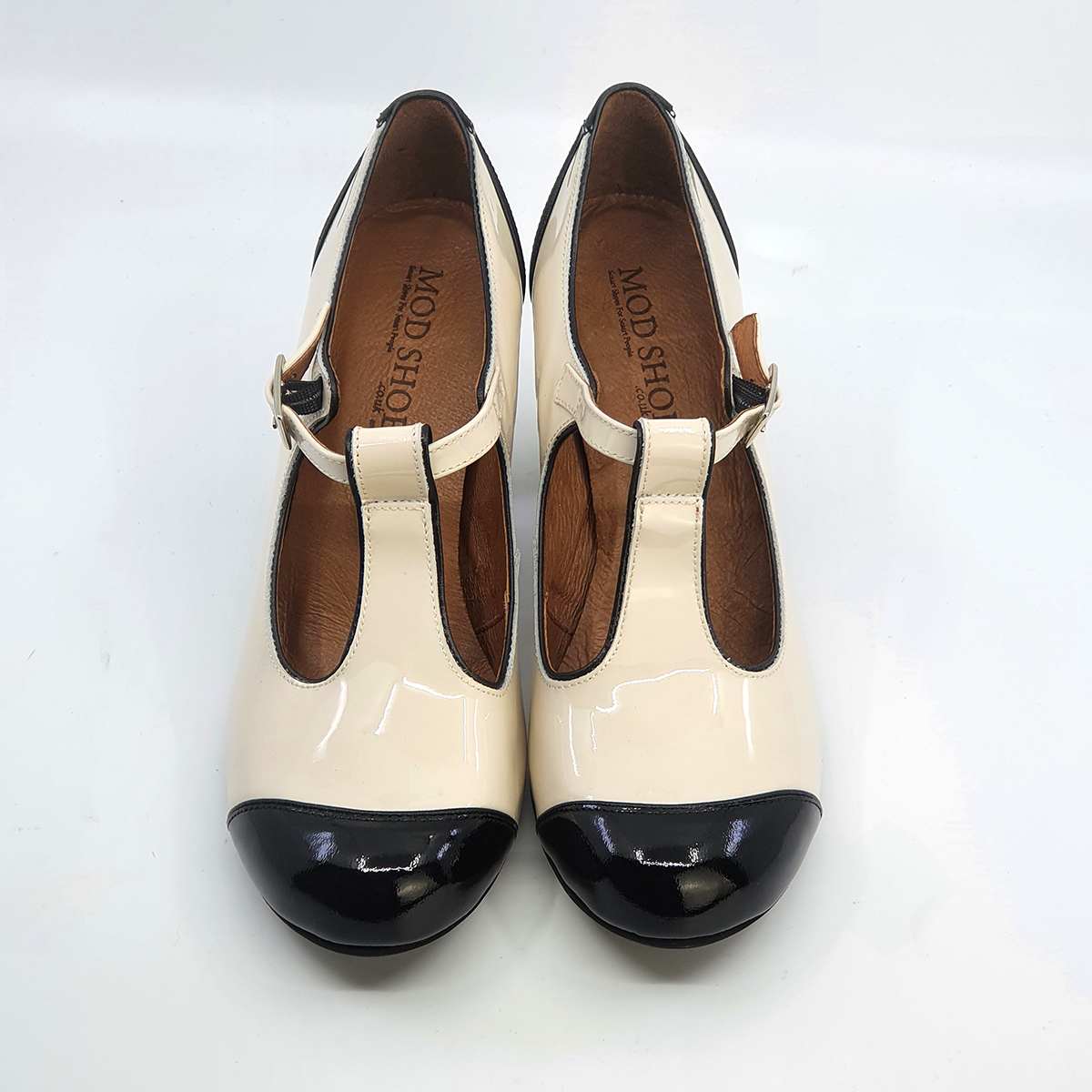 The Dusty In Cream & Black Patent – Ladies Retro T-Bar Shoe by Mod ...