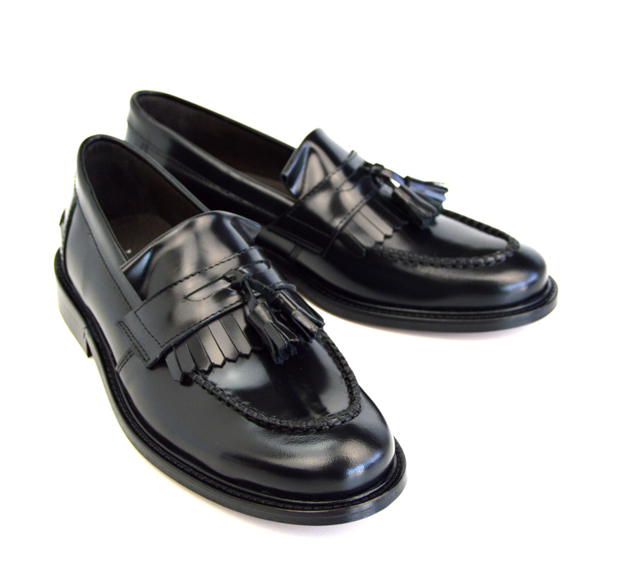 black tassel loafers