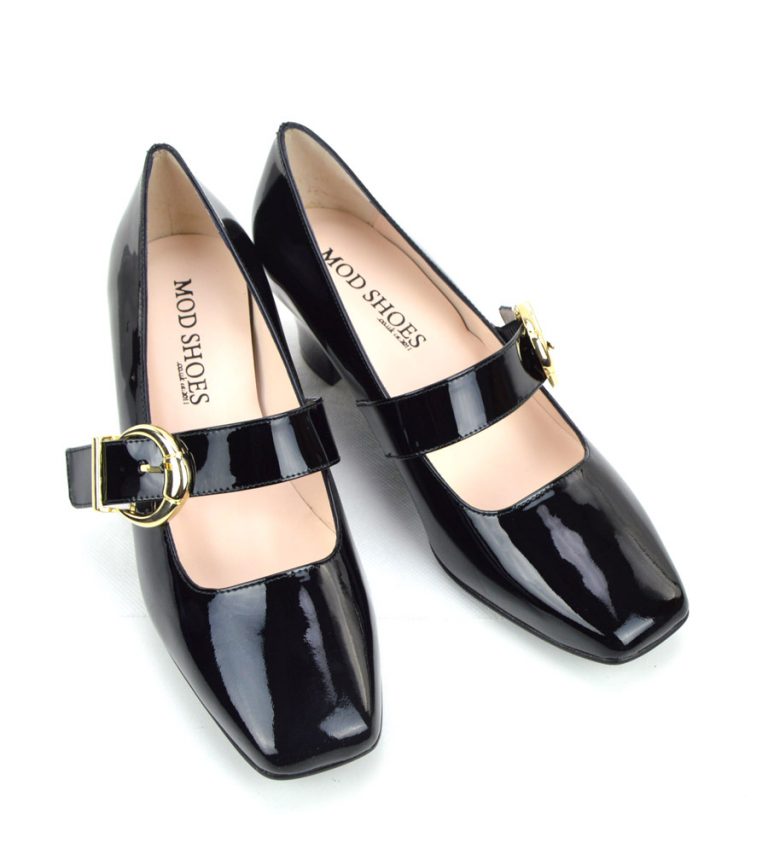 The Lola In Black Patent Leather – Mary Jane 60s Style Ladies Shoes By ...