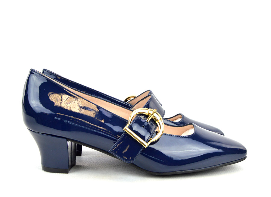 The Lola In Blue Patent Leather – Mary Jane 60s Style Ladies Shoes By ...