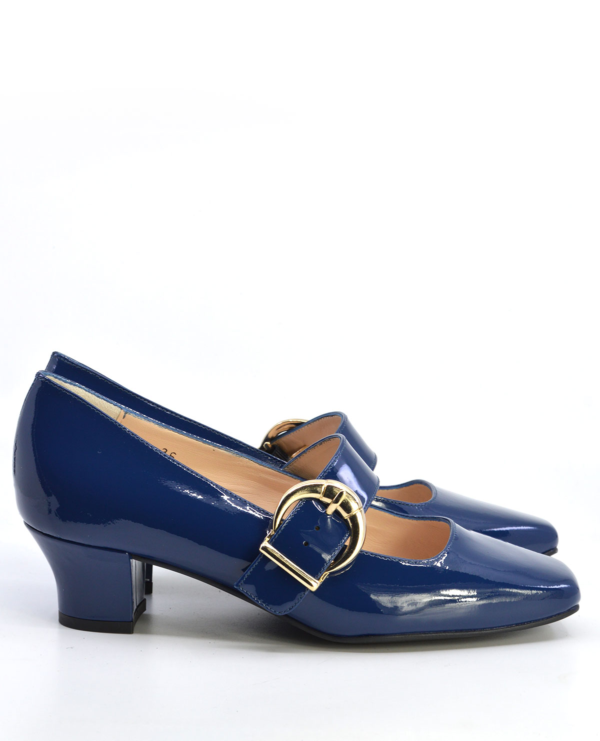 60s Navy Blue T Strap Shoes Blue Leather Mod Heels 60s