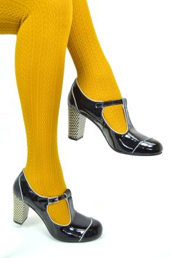 Mustard Cable Pattern Tights – ladies vintage retro 60s – 70s style – Mod  Shoes
