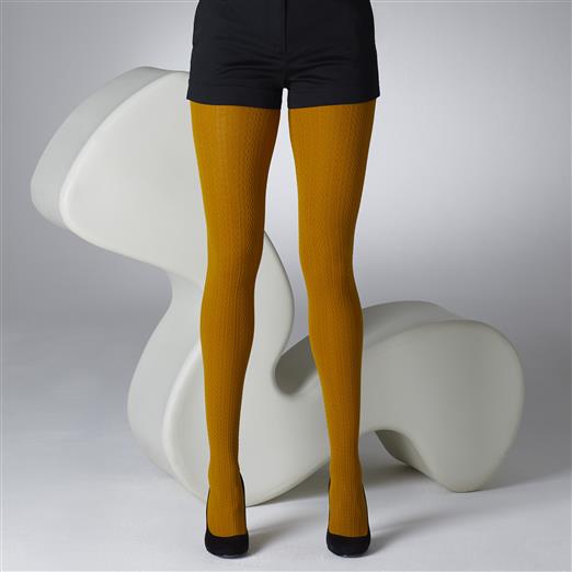 Mustard Cable Pattern Tights – ladies vintage retro 60s – 70s style ...