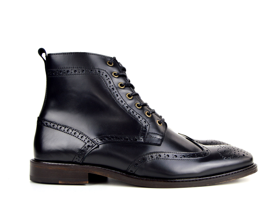 mens black leather brogue boots