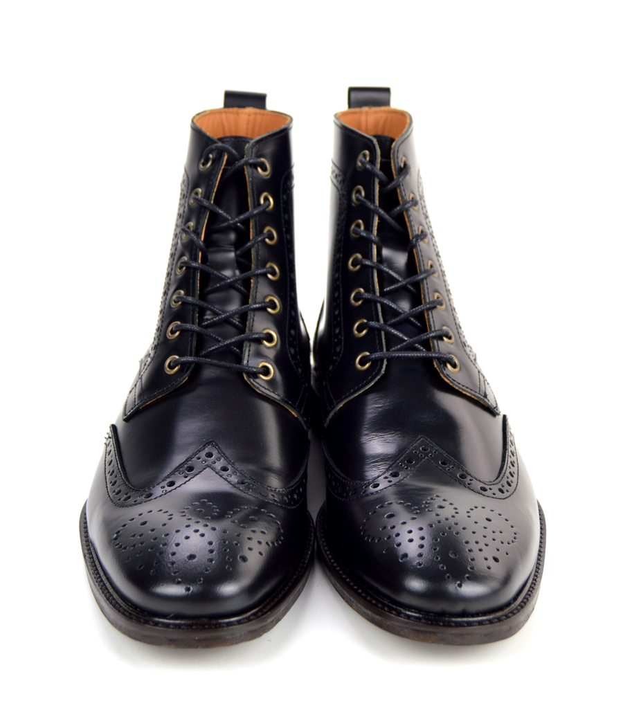 black leather brogue boots