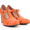 The Dusty In Burnt Orange - Ladies Retro T-Bar Shoe by Modshoes