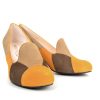 The Pattie In Orange & 2 Tone Brown  Suede - 60s Style Ladies Shoes By Modshoes