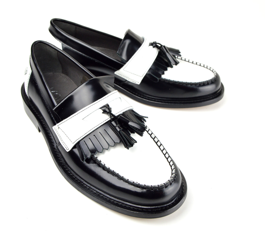 Black & White Tassel Loafers – The Prince – Mod Shoes