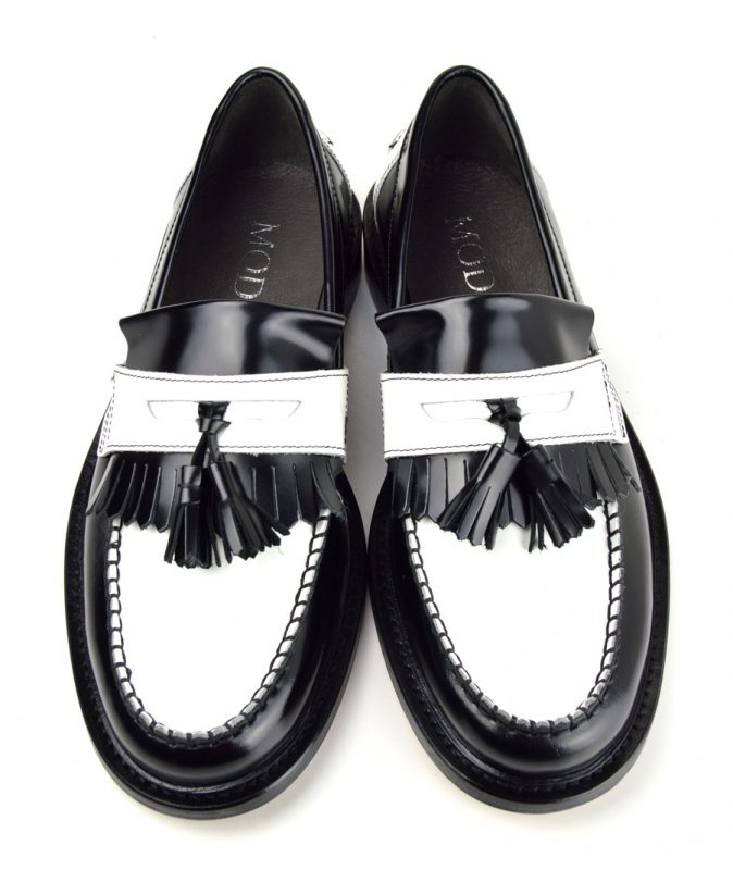 Black & White Tassel Loafers – The Prince – Mod Shoes