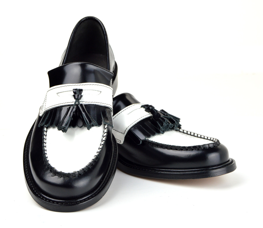 Ladies Prince – Black & White Tassel Loafers – Mod Ska Skinhead Style – Mod  Shoes