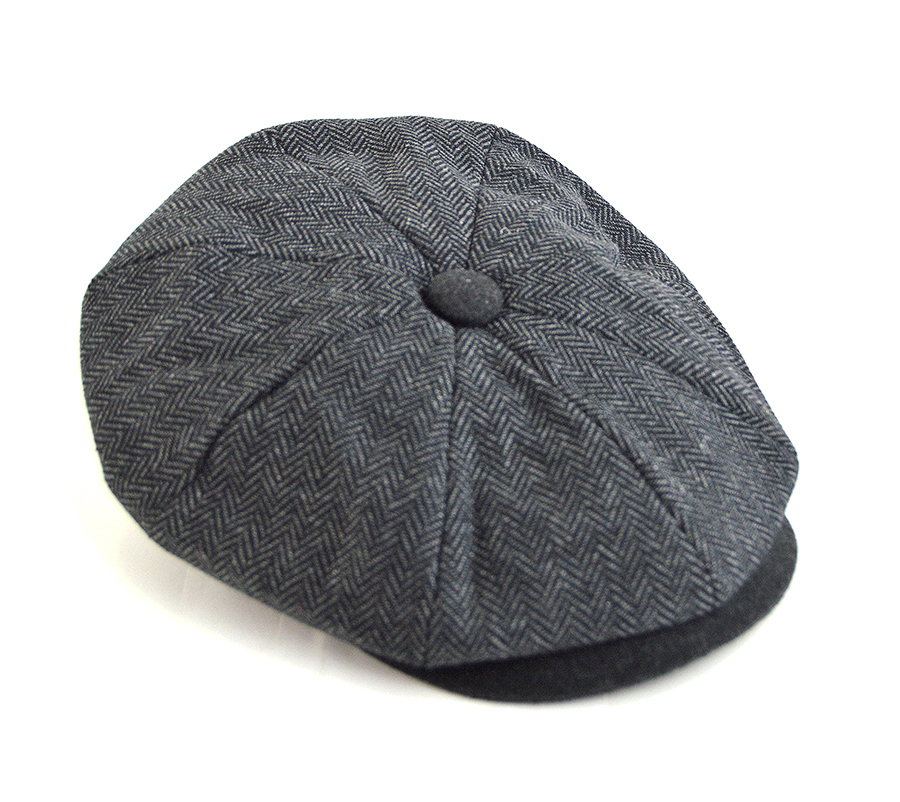 Modshoes-Darkish-Gray-Herringbone-baker-boy-hat-peaky-blinders-style ...