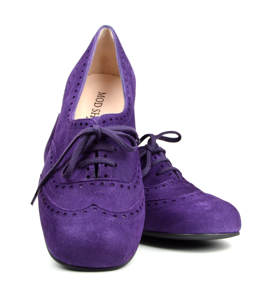 The Faye Brogue In Purple Suede 