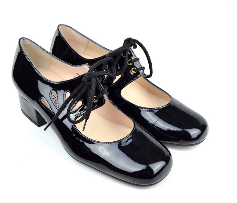 The Marianne In Black Patent Leather – 60s 70s Vintage Style Ladies ...