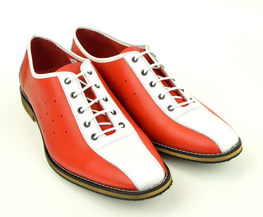 Red & White Bowling Shoes – The Strike – Mod Style – Mod Shoes