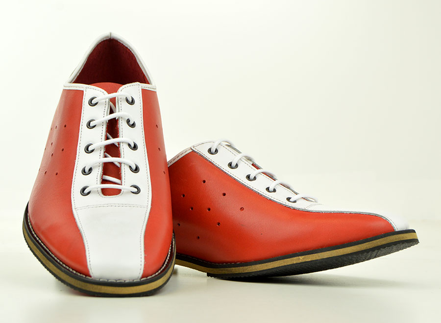 Red & White Bowling Shoes – The Strike – Mod Style – Mod Shoes