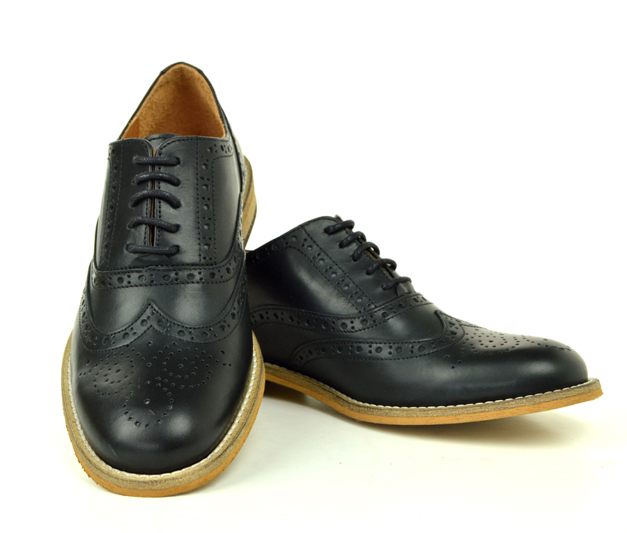 ladies black leather brogues