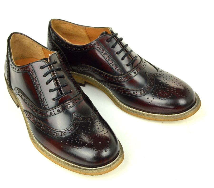 The Edie – Ladies Oxblood Brogue Shoes – Mod Shoes