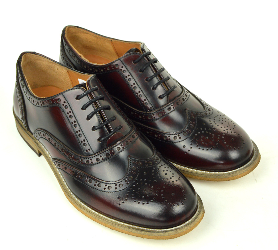 The Edie – Ladies Oxblood Brogue Shoes – Mod Shoes