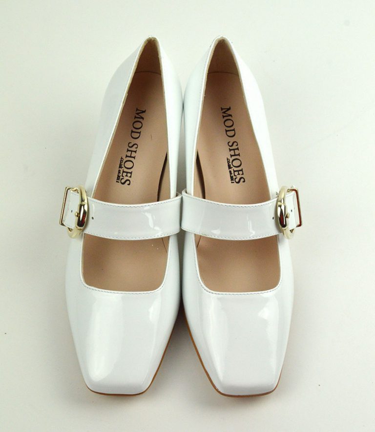 The Lola In White Patent Leather – Mary Jane 60s Style Ladies Shoes By ...