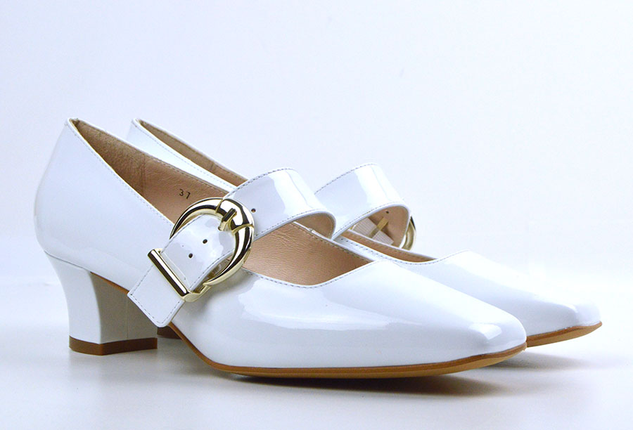 The Lola In White Patent Leather – Mary Jane 60s Style Ladies Shoes By ...