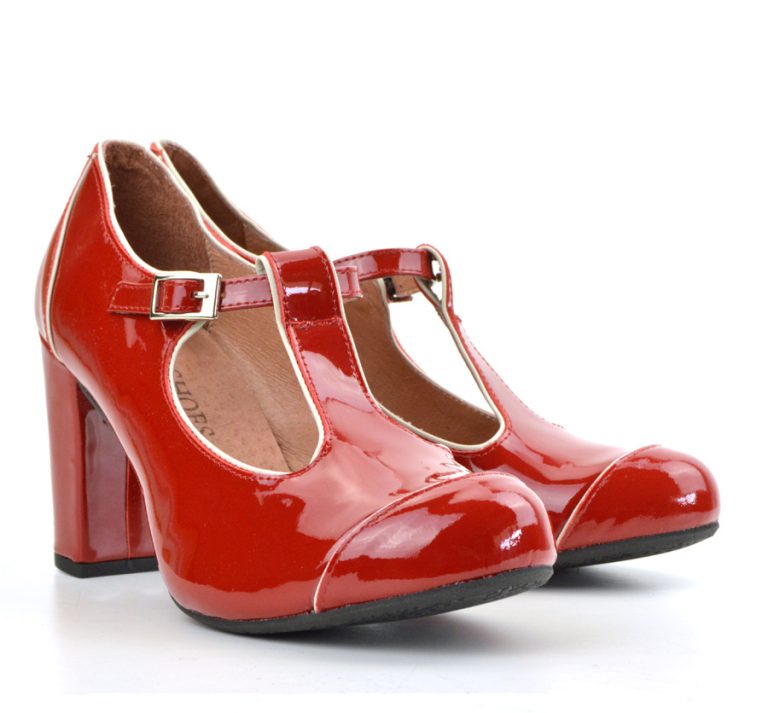 The Dusty In Red Patent Leather- Ladies Retro T-Bar Shoe by Modshoes ...