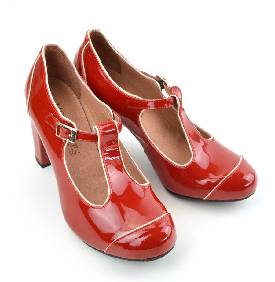 Ladies red patent shoes