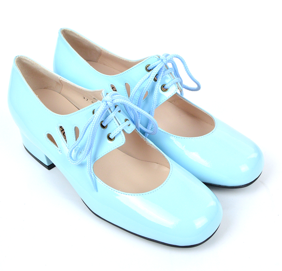Size 4 5 6 Only – The Marianne In Baby Blue Patent Leather – 60s 70s ...